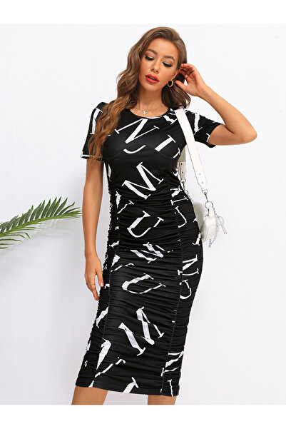 FridayIn Female Sweet V-neck Color contrast Loose Long dress