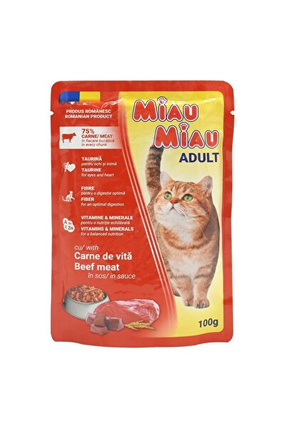 Crocodileskids Wet Cat Food in Sauce, Miau Miau, Beef, 100 g