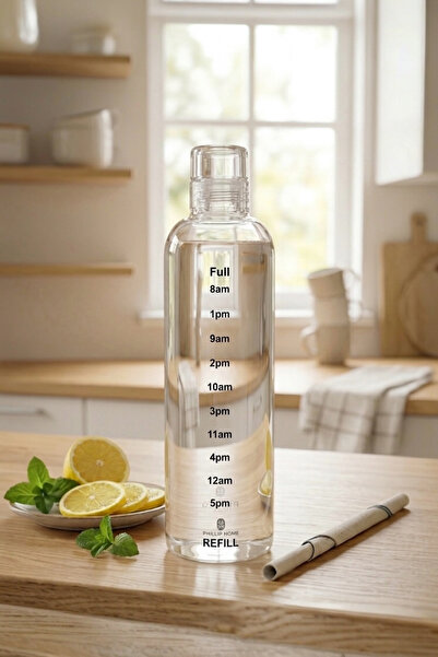 Evsun Home Collection Cam Su Şişesi 700ml Vakumlu Cam Kapaklı