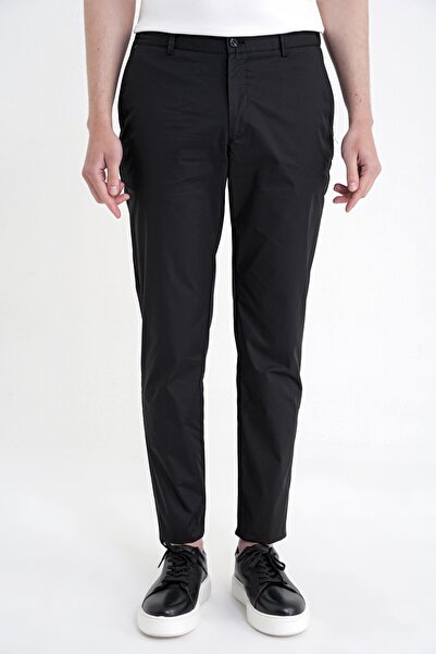 Efor Comfort Fit Yan Cep Beli Lastikli %97 Pamuk Siyah Pantolon P 1214