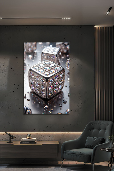 B&G DESIGN Efect de diamant, masă decorativă modernă din sticlă, aspect 3D de...