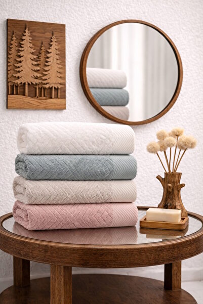 Nuşa Σετ πετσετών με σχέδιο πυραμίδας 100% βαμβάκι 50Χ90, 4 τεμάχια