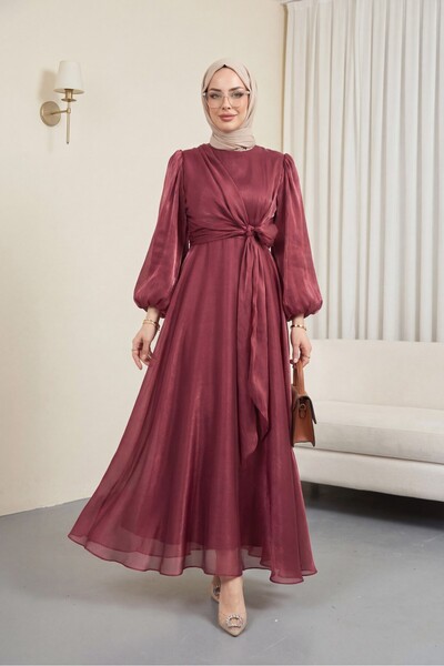 Modamorfo Φόρεμα από ύφασμα Janjan με λεπτομέρεια δέσιμου σταυρωτά μπροστά - ...