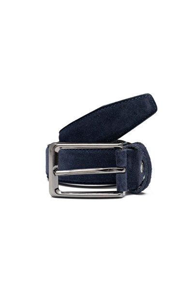 TORO NERO Ανδρική Δερμάτινη Ζώνη Ναυτικό Μπλε Απλή Γραμμή