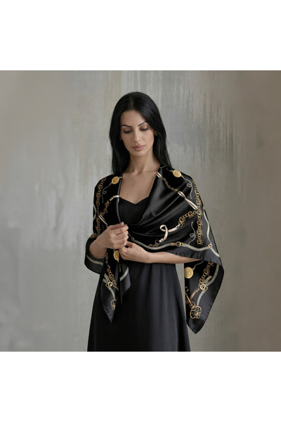 BBDBOUTIQUE BBD Altın Zincir (Signature)-Siyah Sarı Renkli Zincir Desenli İpe...