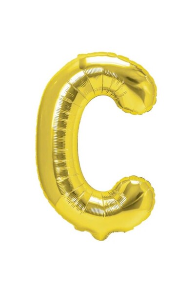 Cyrax Balon literă C din folie metalizată, auriu, cu băț inclus