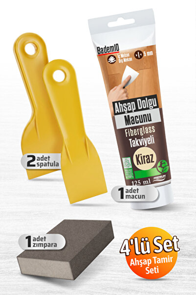 Badem10 Pratik (4'LÜ) Ahşap Tamir Seti Kiraz Renk 125 ml Tamir Macunu + 2 Ade...