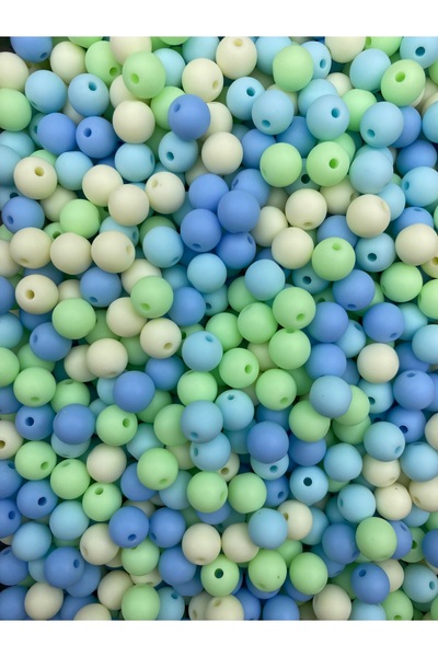 Hedef Bijuteri 50gr 8mm Mavi-Yeşil-Krem Karışık Renkli Mat Pastel Neon Boncuk, Takı Çanta Yapım Boncuğu (~170 Adet)