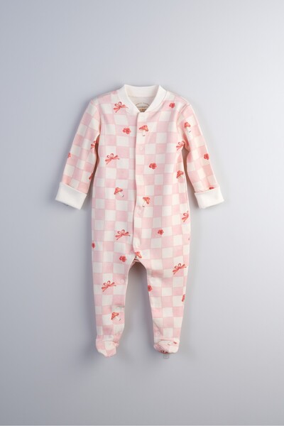 Bondberro Baby Collar Print Detailed Newborn and Baby Jumpsuit 100% Cotton (R...