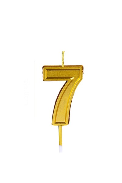 Cyrax Lumânare pentru tort Numărul 7, Cyrax, 4,8 cm, Aniversare, Auriu