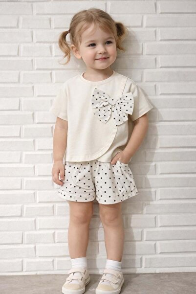 connemara Κοριτσίστικο Σετ με Πουά Φιόγκο και Λεπτομερές Σορτς, Εκρού Καλοκαι...