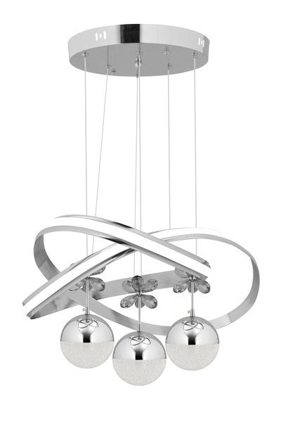 Dekorluna Magnus Modern 3 Renk Işık Özellikli Krom Kaplama Sarkıt Led Avize Salon Avize