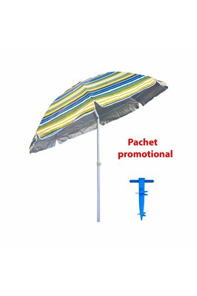 FOXMAG24 Ομπρέλα σκίασης 2μ με μπλε βιδωτό στήριγμα, μεταλλική και ρυθμιζόμενη