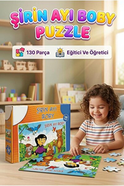 Tıfıl Toys 130 Parça Şirin Ayı Boby - 27x40cm Hayvan Temalı Eğitici Zeka Geli...