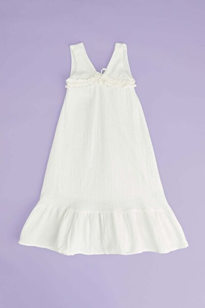 Fulla Moda Κοριτσίστικο φόρεμα από ύφασμα μουσελίνας με δέσιμο μπροστά και τι...