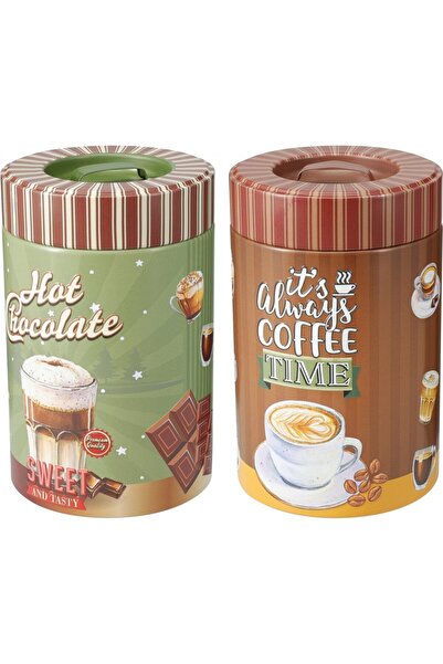 Excellent Houseware Σετ 2 τεμαχίων δοχείων για καφέ και σοκολάτα, Eh Πολύχρωμ...