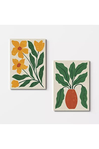 OEM Re-Bloom Διακοσμητικό Σετ Καμβάδων, 2 τεμάχια, με φλοράλ σχέδιο, καμβάς/ξ...