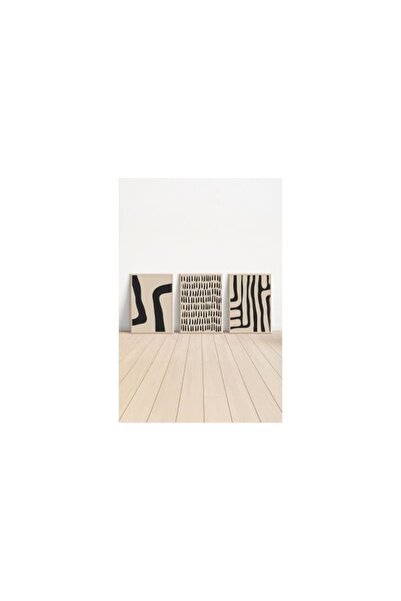 OEM Set de tablouri decorative Re-Bloom, 3 piese, MDF/lemn masiv, bej/negru, ...