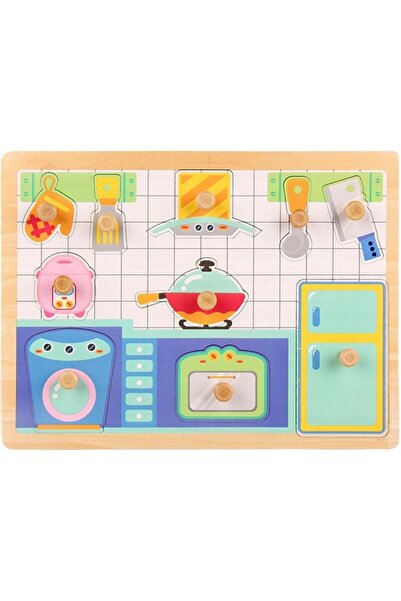Cyrax Puzzle din lemn Montessori pentru copii, 30x22.5x0.8 cm Multicolor