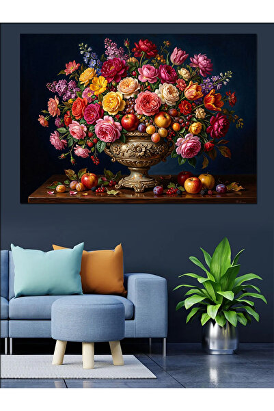 Artmeg Buchet de flori de primăvară asortate într-o vază - Tablou decorativ d...