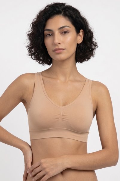 Mindy Tan color chest enhancing thick strap bustier