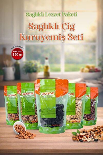 Gurme Dükkan Çiğ Kuruyemiş Seti 5’li Doğal Katkısız Karışık Sağlıklı Atıştırm...