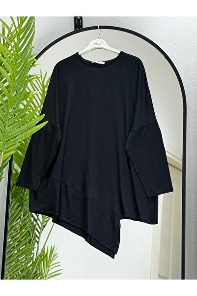 ÖZNE BUTİK Γυναικείο τουνίκ ασύμμετρο χτενισμένο από βαμβάκι 100% λύκρα