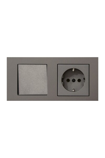 Huzur Elektrik مجموعة Ovivo Grano Anthracite مكونة من 2 مفاتيح ومقبس مؤرض