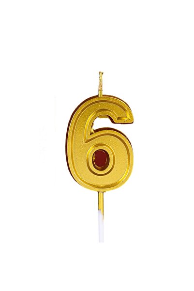 Cyrax Lumânare pentru tort Numărul 6, Cyrax, 4,8 cm, Aniversare, Auriu