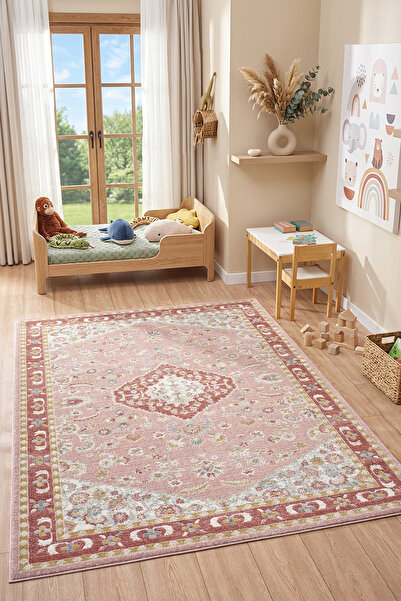 venucci home & living Quincey Bukleli Yumuşak Peluş Post Pembe Çocuk Odası Ha...