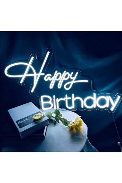Slasa Happy Birthday LED Neon Sign 30x49 cm White Light with 6mm Acrylic Base...