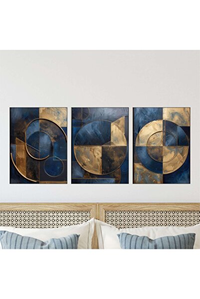 OEM Σετ Διακοσμητικών Πάνελ Re-Bloom, 3 τεμάχια, MDF, χρυσό/σκούρο μπλε, 40 x...