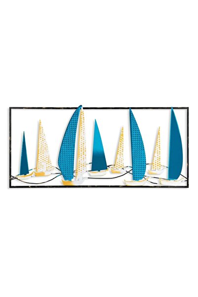 OEM Decor de perete Re-Bloom, metal, albastru/auriu/negru, 40 x 90 cm