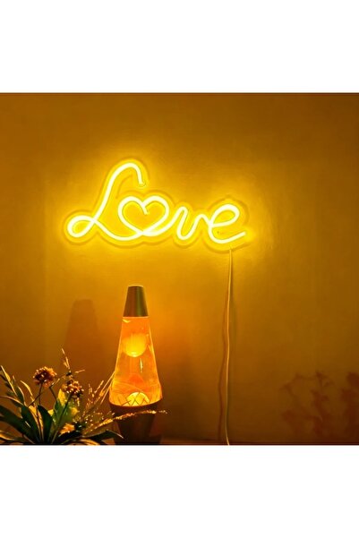 Slasa Love LED Neon Sign 50x25 cm Yellow Light with 6mm Acrylic Base Aestheti...