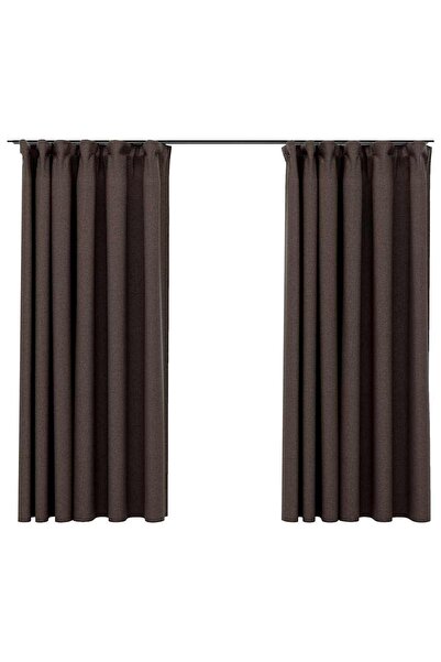 vidaxl Κουρτίνες Συσκότ. με Γάντζους/’Οψη 2 τεμ Taupe 140×175 εκ