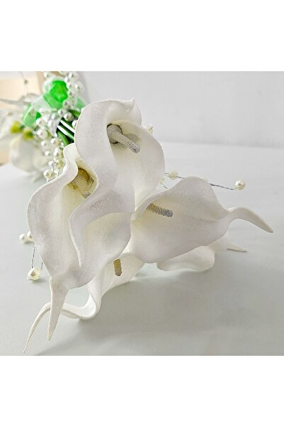 velve Τσάντα τύπου Buchet Mireasa Pearl Grace με λευκά λουράκια και λεπτομέρε...