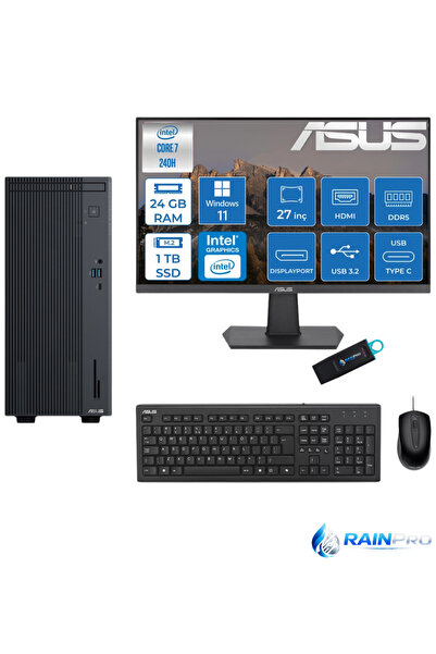 ASUS Expertcenter P500MV Core 7-240H 24 GB RAM DDR5 1 TB SSD WİN11PRO 27'' MO...