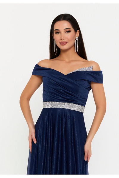 Sienna Fashion Κομψό φόρεμα με παγιέτες, ναυτικό μπλε