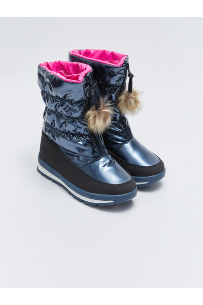 LC Waikiki Zippered Pompom Detailed Girls Snow Boots