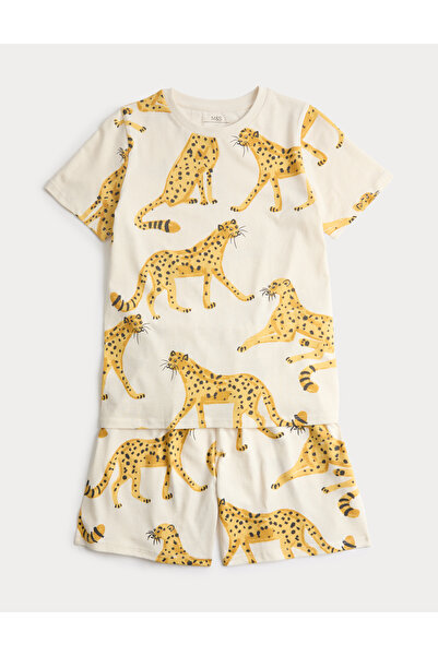Marks & Spencer Saf Pamuklu Desenli Pijama Takımı
