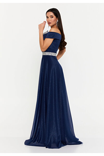 Sienna Fashion Κομψό φόρεμα με παγιέτες σε μπλε μπλουμαρίν