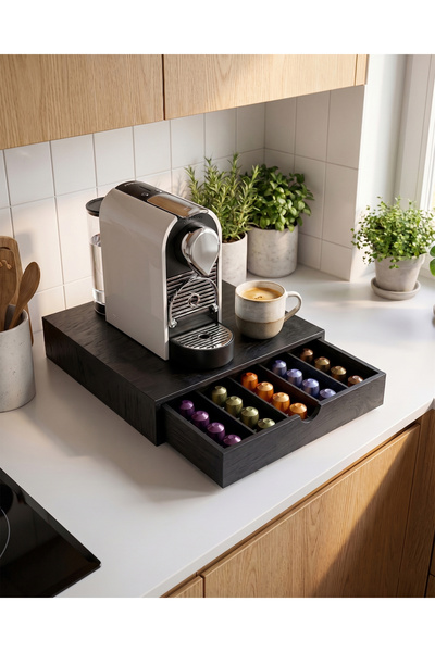 bevorev NESPRESSO UYUMLU KAPSÜL KAHVE STANDI ORGANİZER RAF - SİYAH