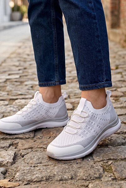 IN-STEP Air-Mesh Flexible Knit Casual Women's Sneakers - White