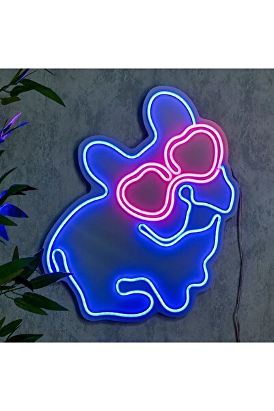 OEM Decor de perete Re-Bloom, model câine, LED, PVC, albastru/roz, 37,5 x 41 cm