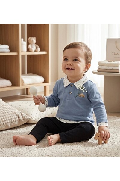 RÜYA KİDS Baby Boy Seasonal Shirt Look Top and Bottom 2-Piece Set