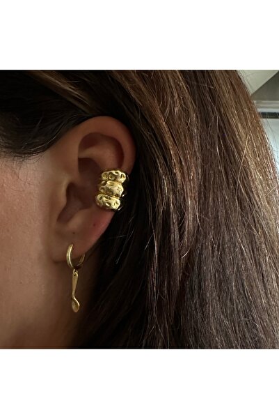 925 AYAR GÜMÜŞ KAPLAMA ÜÇ SIRA DESENLİ EAR CUFF