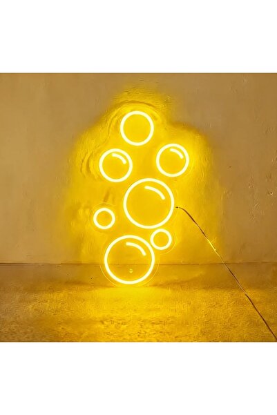 Slasa لافتة نيون LED على شكل فقاعات 50×35 سم بضوء أصفر مع قاعدة أكريليك 6 مم،...