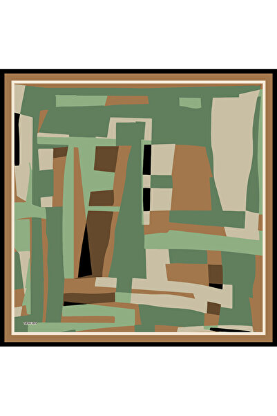 ARMANDA ΜΕΤΑΞΩΤΟ ΜΟΥΣΙΛΙΝΟ ΦΟΥΛΑΡΙ ΜΕ ΣΧΕΔΙΟ BLOCK - ΛΙΝΟΠΡΑΣΙΝΟ