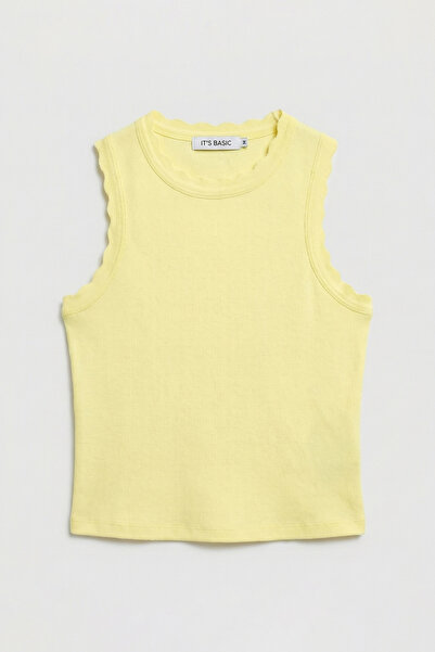 it's basic Γυναικείο κίτρινο s6-108 Crop Slim καλοκαιρινό πλεκτό κορμάκι