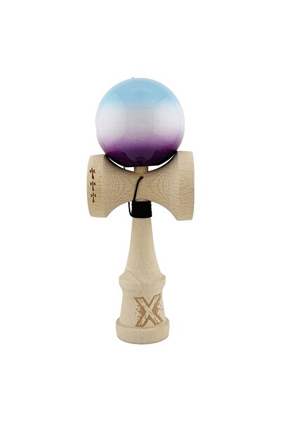 Cyrax Kendama X Original, Rulment metalic cu șnur de 55 cm Albastru/Alb/Mov